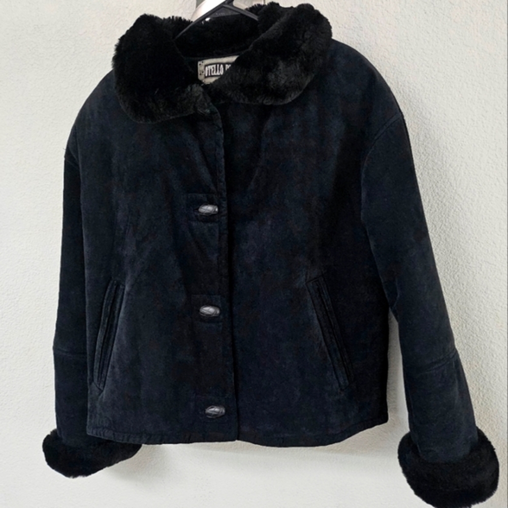 Otello Pelle Women’s Biker Style Black Leather Jacket With Faux Fur Lining/Cuffs